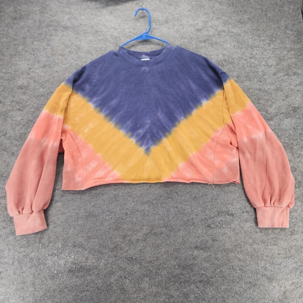 PINK Victoria Secret Sweatshirt Womens Medium Crop Purple Tie Dye